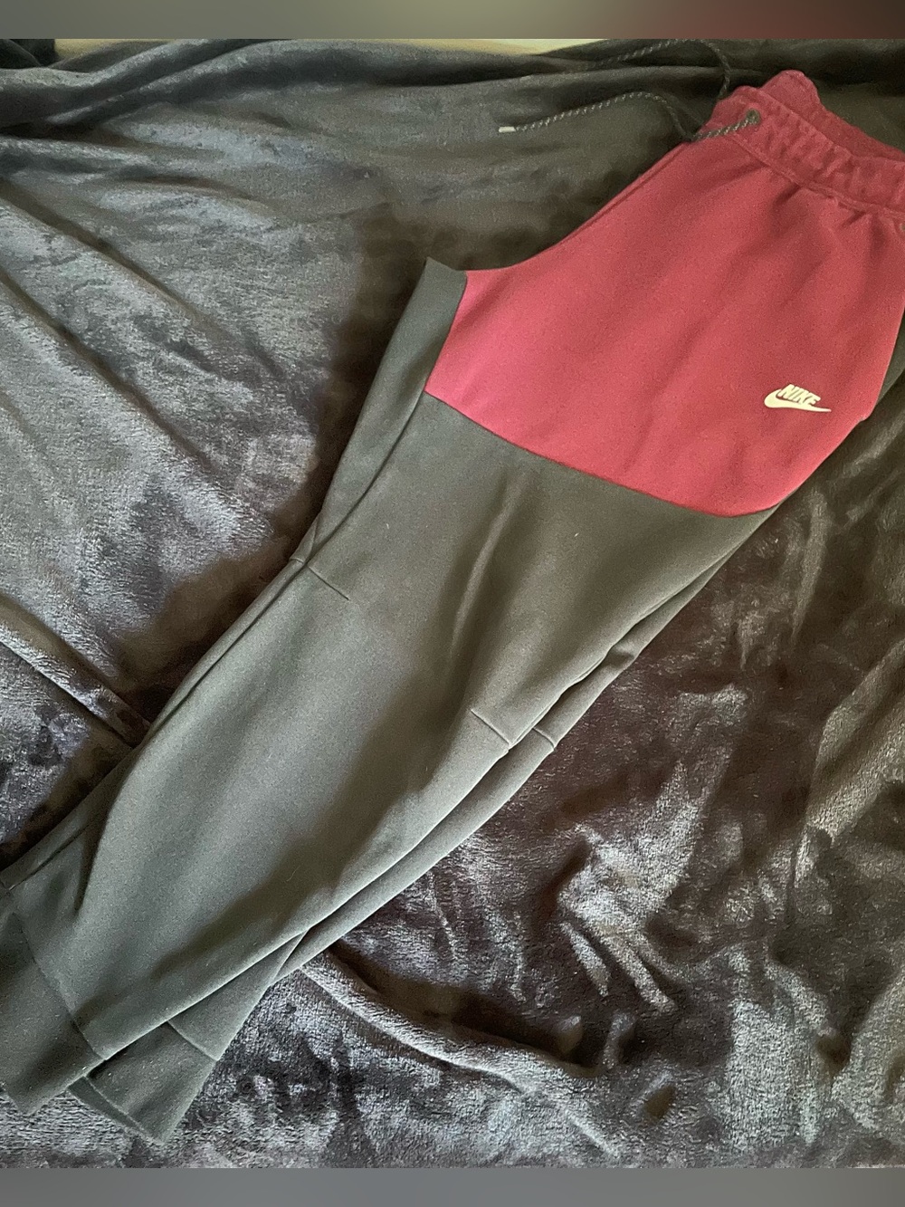 Nike Maroon and Black Colorblock Joggers